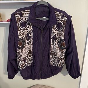 BOC Purple and Brown Patterned Bomber Jacket